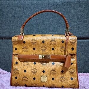 MCM Cognac Vintage Visetos Satchel